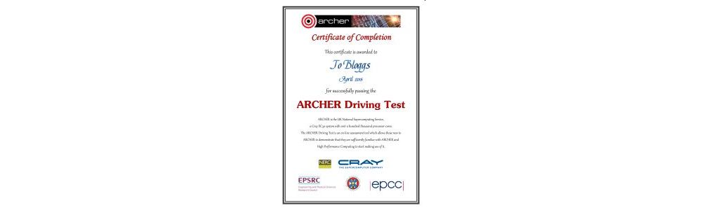 ARCHER Driving Test Certificate
