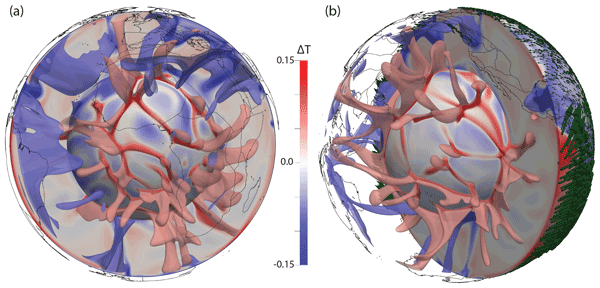 Present-day thermal structure, predicted from a global mantle convection simulation