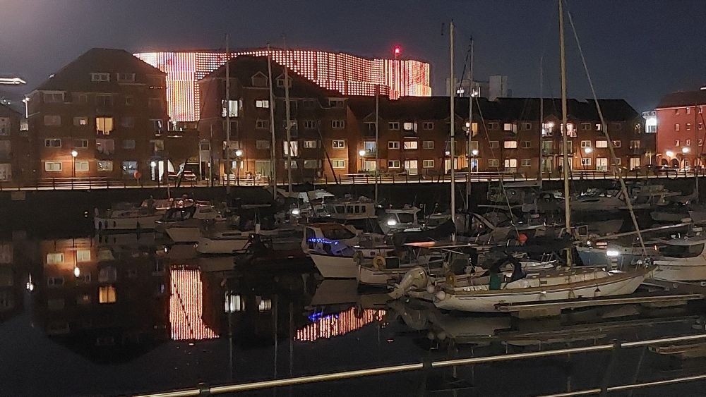 A group of boats in a harbour