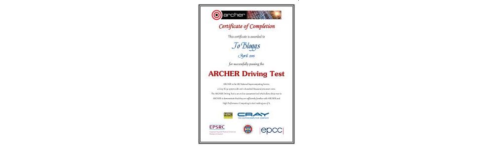 ARCHER Driving Test Certificate